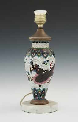 Appraisal: A Cloisonne Lamp with Dragon Meiji Period A tapered vase