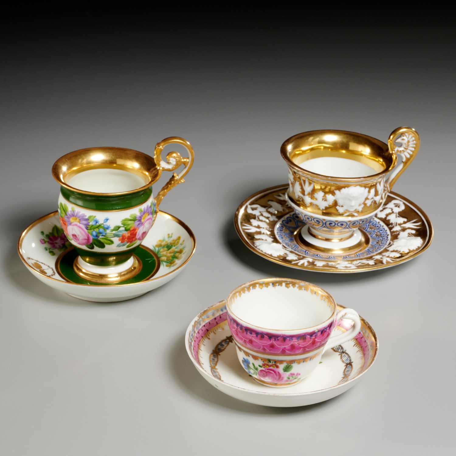 Appraisal: NICE VIENNA PORCELAIN CUPS AND SAUCERS th th c Austrian