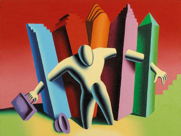 Appraisal: Mark Kostabi American born Prometheus Bound signed and dated 'Kostabi