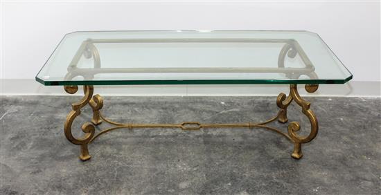 Appraisal: Sale Lot A Gilt Metal Low Table with glass top