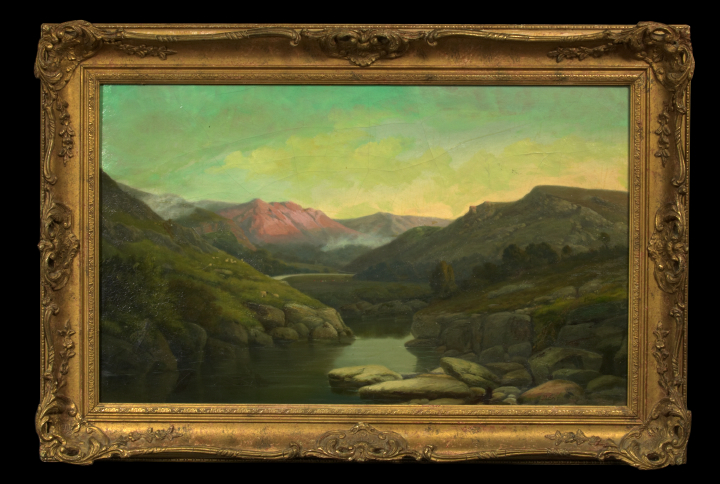 Appraisal: British School Fourth Quarter th Century A Mountainous River Landscape