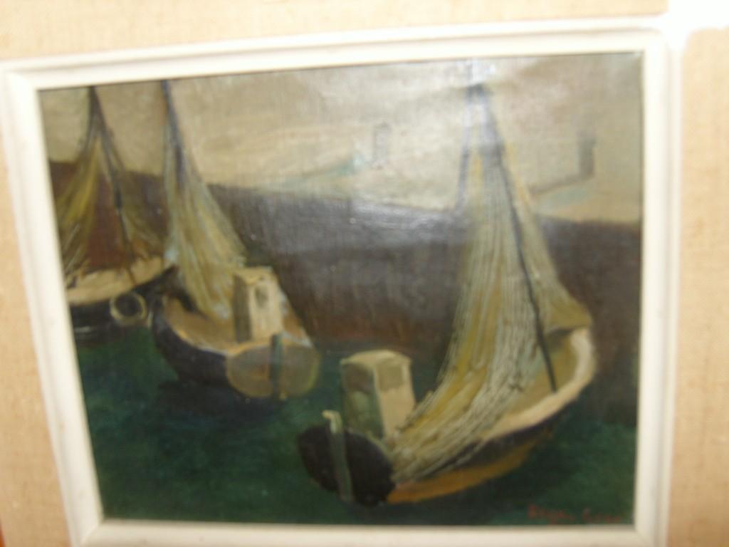 Appraisal: A th century oil painting on canvas of fishing boats