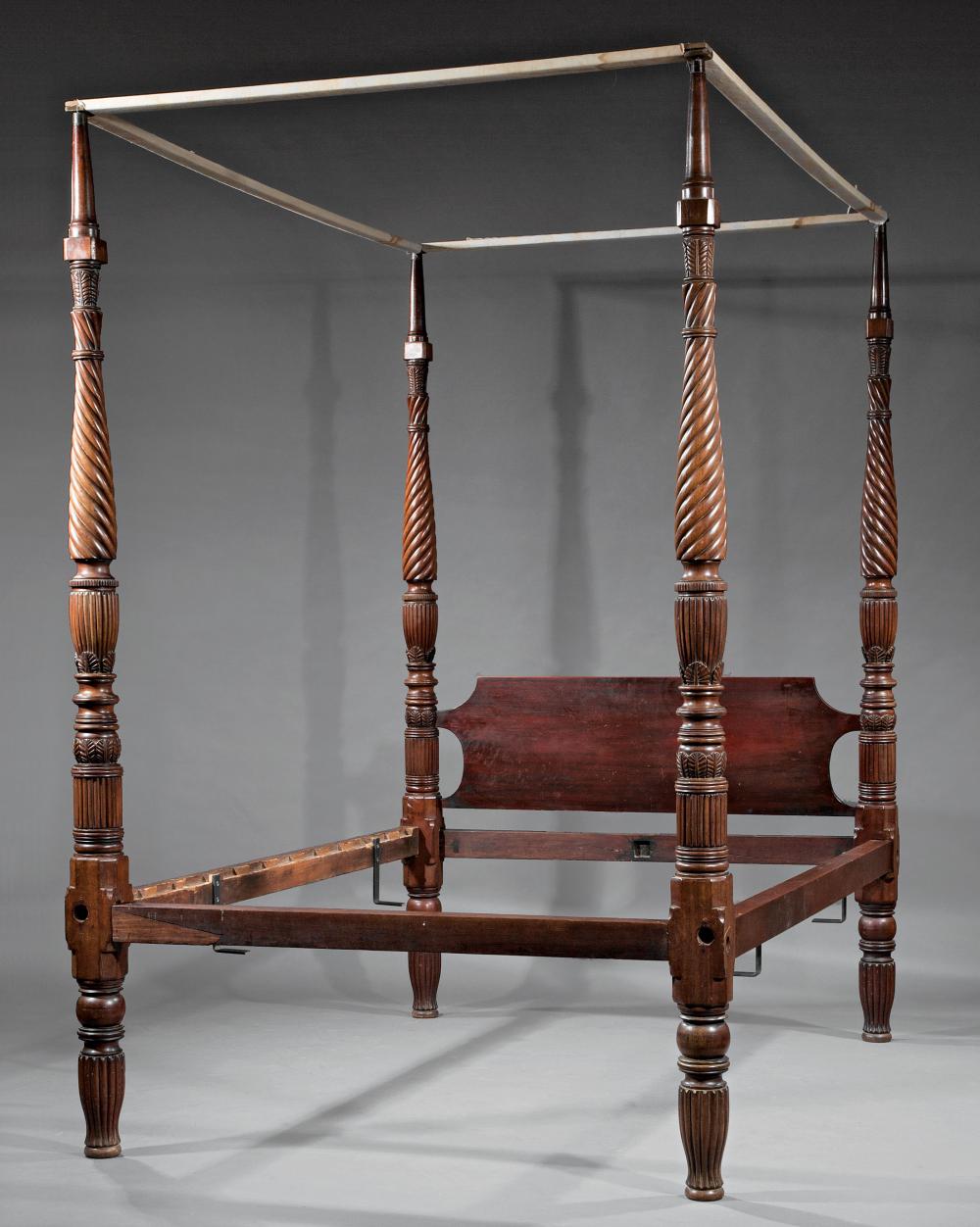 Appraisal: West Indies Carved Mahogany or Tropical Hardwood Tall Post Bedstead