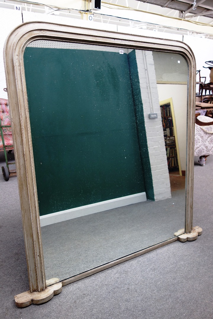 Appraisal: A th century later painted arch top overmantel mirror with