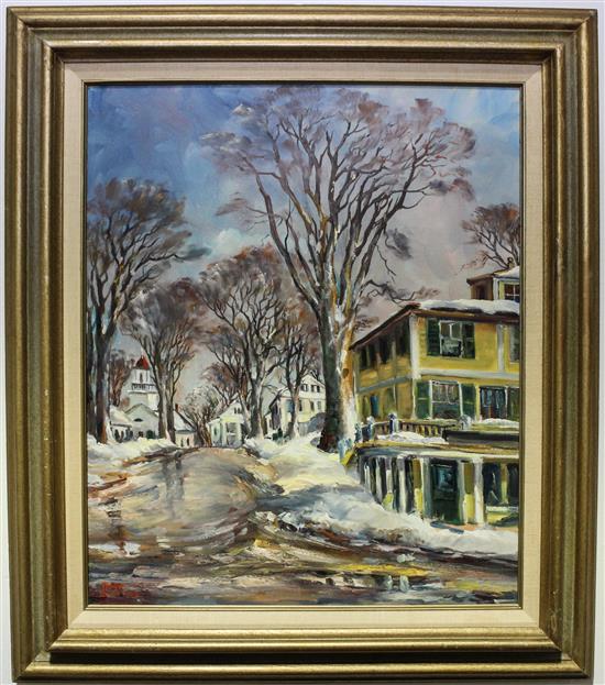 Appraisal: Sale Lot Roger Deering American - Winter Maine Coast Village