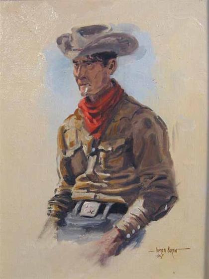 Appraisal: JAMES ERWIN BOREN american - COWBOY SMOKING Signed and dated