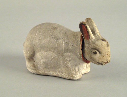 Appraisal: Chalkware rabbit nodder th c h w