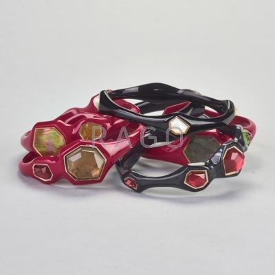 Appraisal: IPPOLITA ROSE AND BLACK RESIN BANGLES Six bangles set with