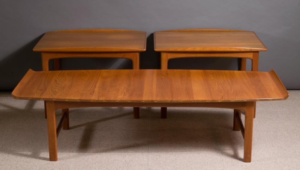 Appraisal: THREE-PIECE SWEDISH MID-CENTURY MODERN COFFEE AND END TABLE SET Folke