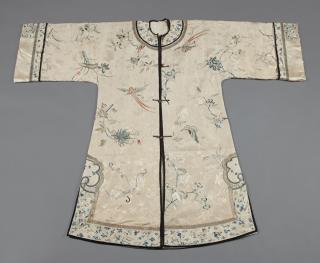 Appraisal: Chinese Embroidered Silk Robe early th c with bird butterfly