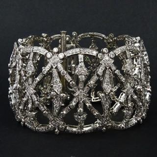 Appraisal: Contemporary Diamond and Karat White Gold Bracelet Contemporary Diamond and