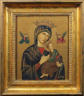 Appraisal: Framed Russian icon of the Madonna and Child Framed Russian