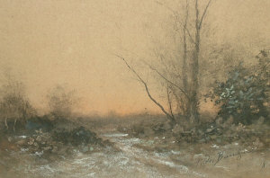 Appraisal: Northern European School early th century- Wooded winter landscape watercolour