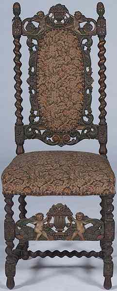 Appraisal: Flemish Chair Flemish th century a side chair with a