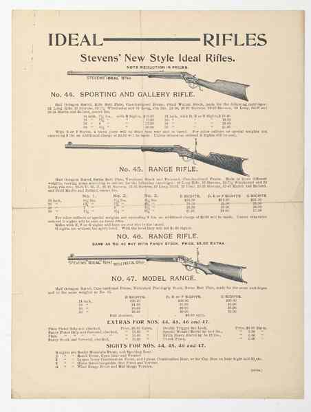 Appraisal: Stevens' 'Ideal Rifles' Circular ca One page printed on both