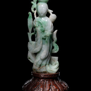 Appraisal: A Chinese Apple Green and Celadon Figure of Female Immortal