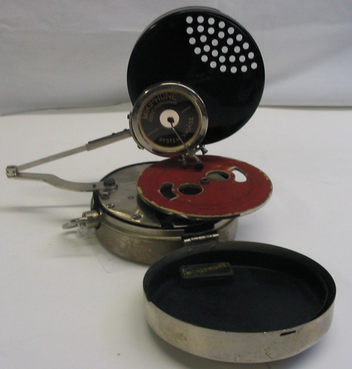 Appraisal: GERMAN MIKIPHONE POCKET PHONOGRAPH c The nickel plated round brass