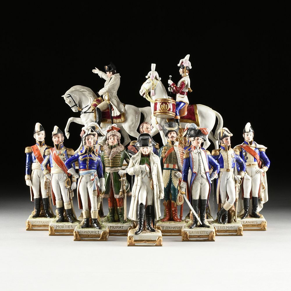 Appraisal: A SET OF FOURTEEN GERMAN SCHEIBE-ALSBACH PORCELAIN FIGURES OF NAPOLEON'S