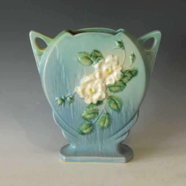 Appraisal: Roseville White Rose vase in blue Marked Roseville USA -