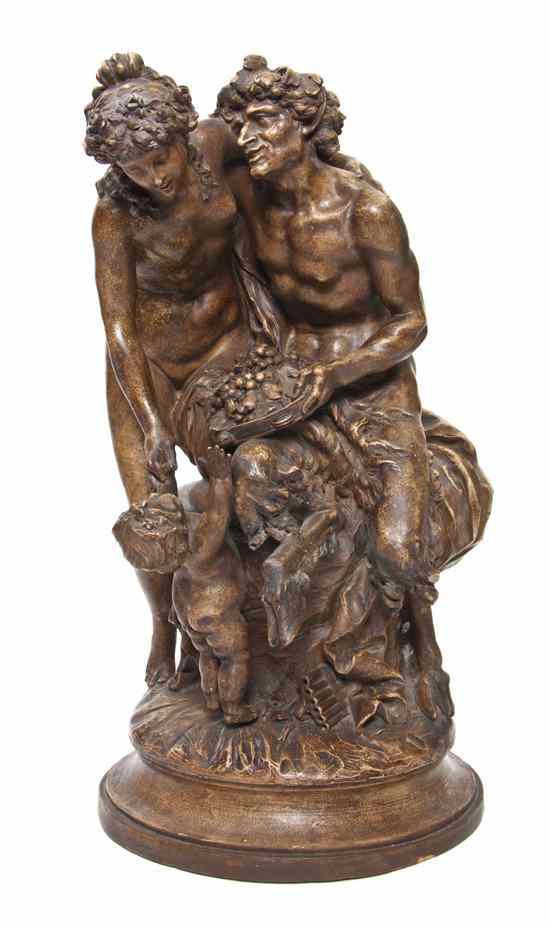 Appraisal: A French Terracotta Figural Group after Claude Michel Clodion depicting