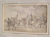 Appraisal: Thomas Rowlandson - Pen and wash of soldiers on horse