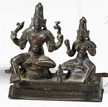 Appraisal: Small Southern Indian bronze Somaskanda grouping th century Important representation