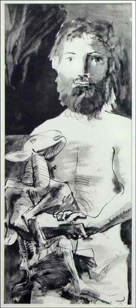 Appraisal: AFTER PABLO PICASSO MAN WITH LAMB Lithograph bearing signature in