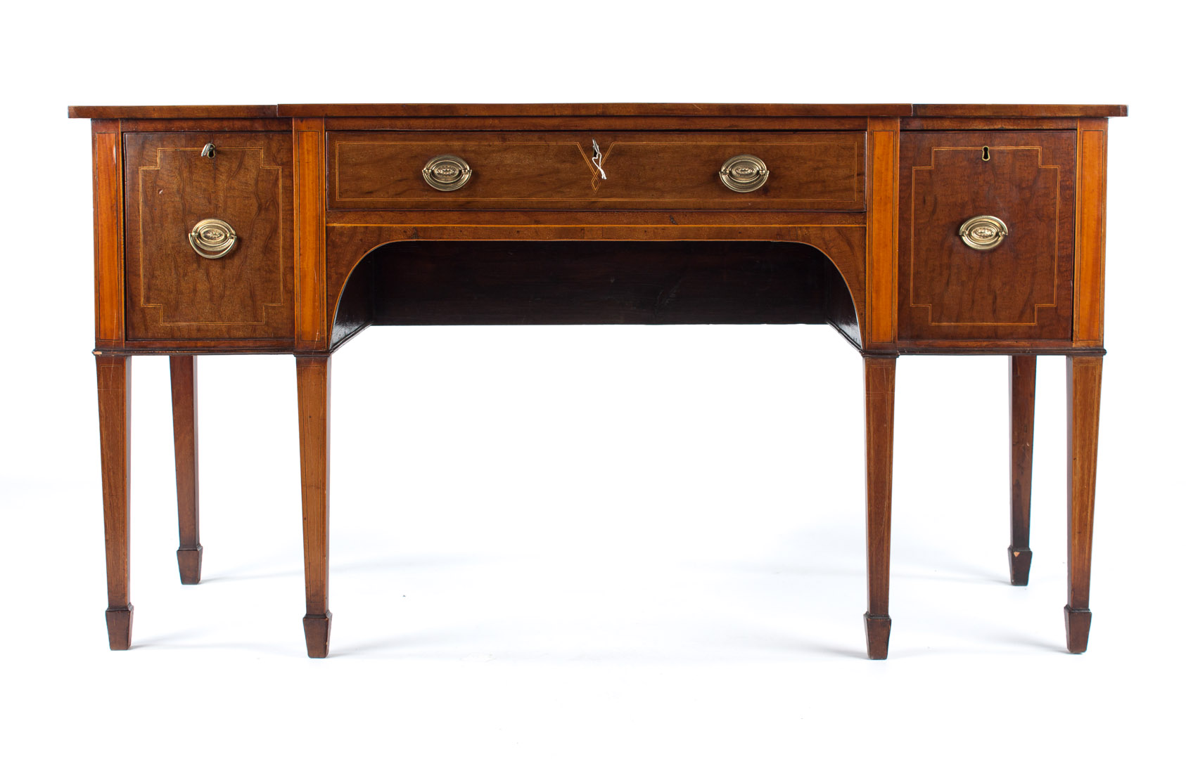 Appraisal: George III inlaid mahogany sideboard late th early th century