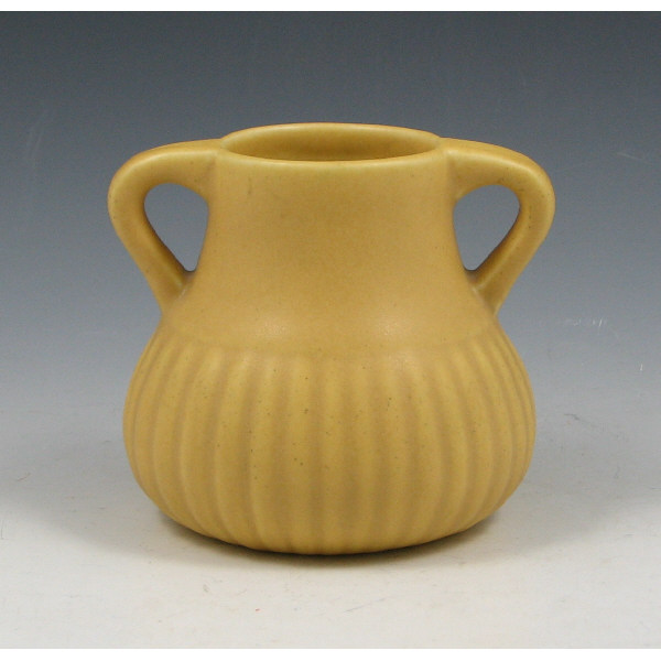 Appraisal: Rookwood handled vase in mustard yellow matte with vertical ribs