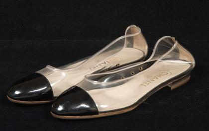 Appraisal: Chanel see-through vinyl and black patent flats Size Very good