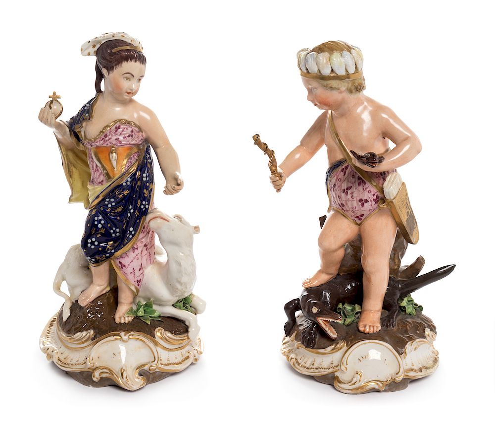 Appraisal: A Pair of Continental Porcelain Figures Emblematic of America and