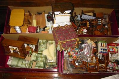 Appraisal: A quantity of dolls house furniture including a half tester