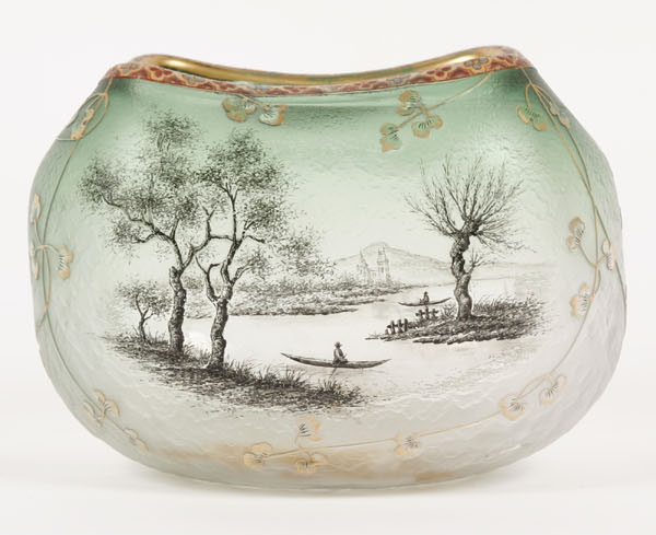 Appraisal: Daum Nancy art glass bowl with lake scene also gilt