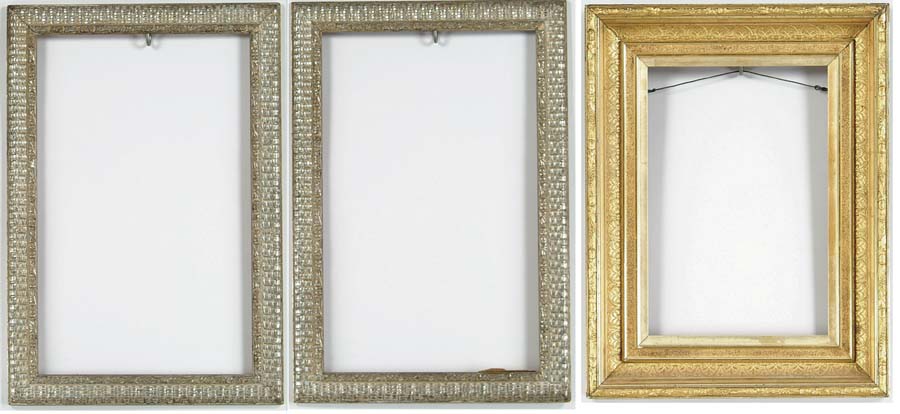 Appraisal: THREE ANTIQUE GESSO DECORATED FRAMES Lot includes a pair of