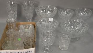 Appraisal: Twenty-one piece Waffle pattern flint glass lot including six stemmed