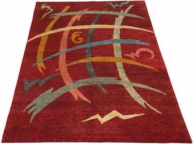 Appraisal: An Art Deco Style Gabbeh Rug Apprx '- x '-