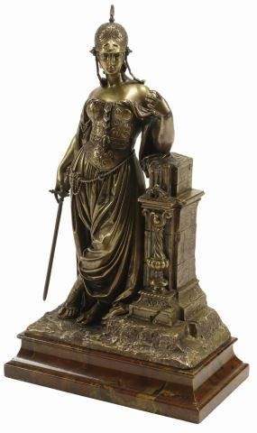 Appraisal: French bronze dore sculpture Athena Leaning on a Column th