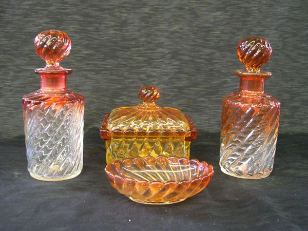 Appraisal: Group of Four Pieces of Baccarat Amberina consisting of a