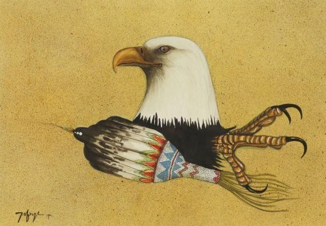 Appraisal: Framed Native American mixed media painting on paper Eagle Prayer