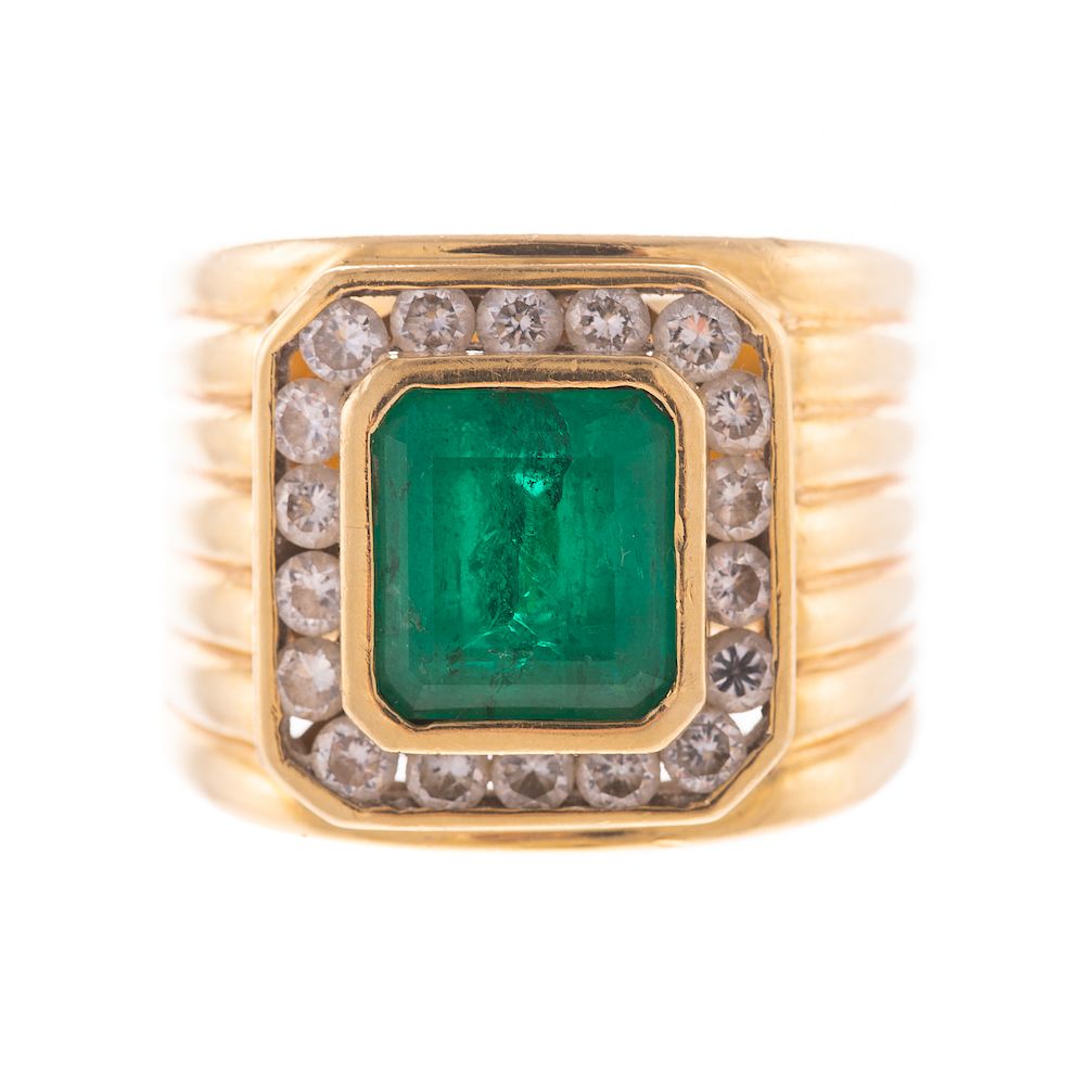 Appraisal: A AGL Colombian Emerald Diamond Ring in K K yellow