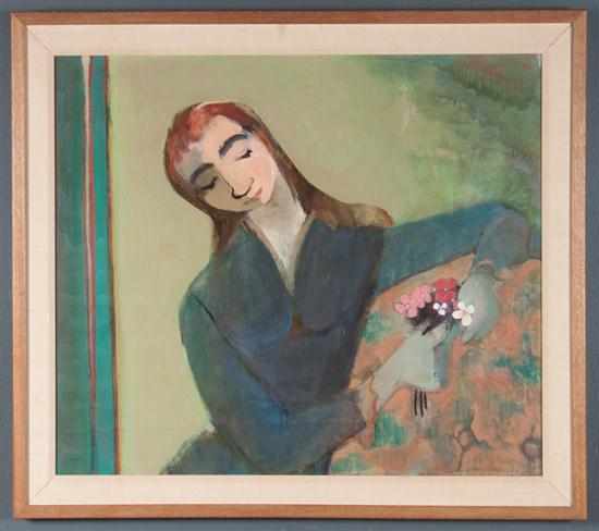 Appraisal: Perna Krick American - ''Girl with Flowers'' oil on canvas