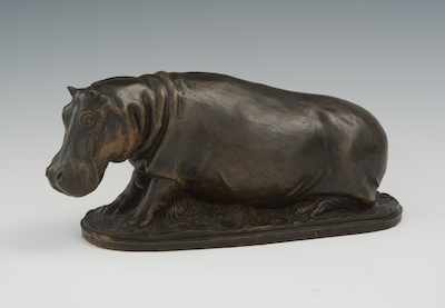 Appraisal: A Bronze Hippopotamus Signed Challenger Signed and inscribed in the