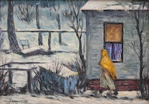 Appraisal: Clyde Singer American - The Neighbor Snow Oil on canvasboard