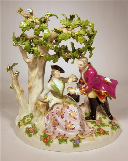 Appraisal: Meissen porcelain figure group of a gallant and companion taking