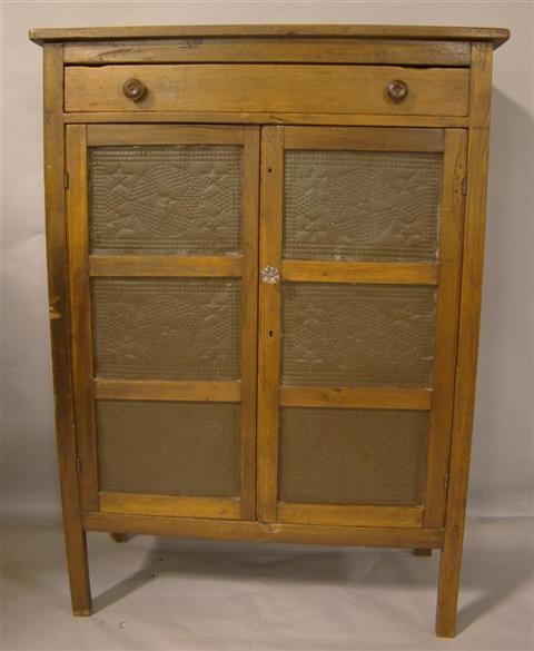 Appraisal: AMERICAN PIE SAFE WITH TOP DRAWER The rectangular top over