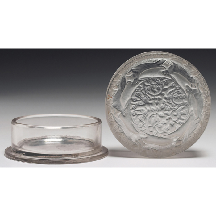 Appraisal: R Lalique box round in frosted and clear glass with