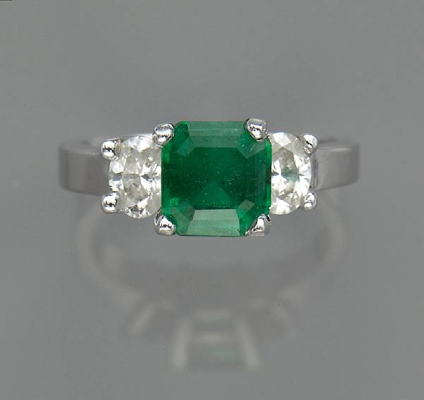 Appraisal: An emerald and diamond ring estimated emerald weight carats mounted