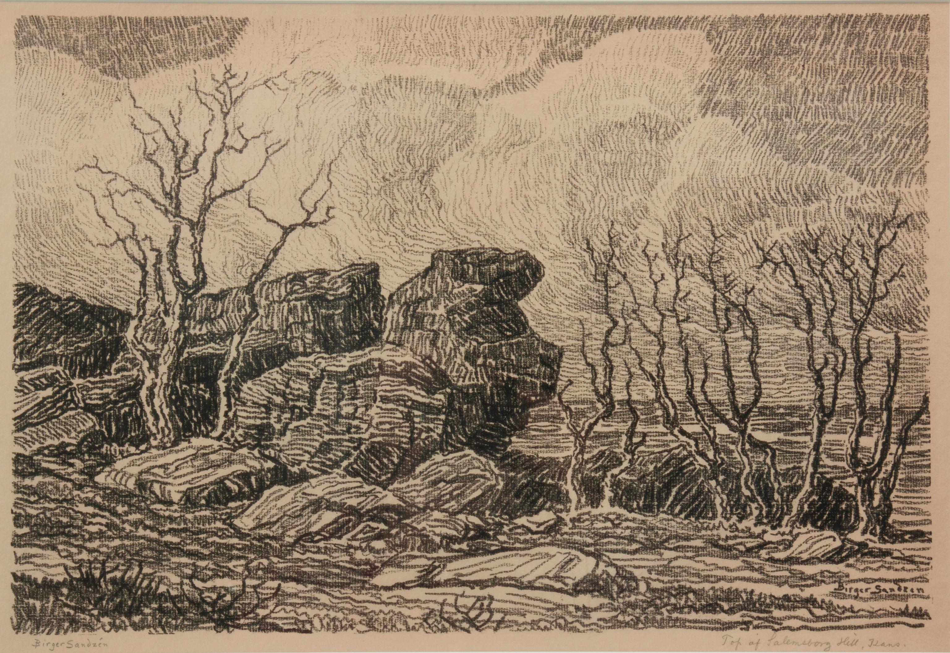 Appraisal: BIRGER SANDZEN 'TOP OF SALEMSBORG HILL' LITHOGRAPH Birger Sandzen Swedish-American