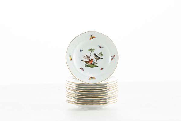 Appraisal: Twelve Herend Rothschild Bird salad plates A set of twelve