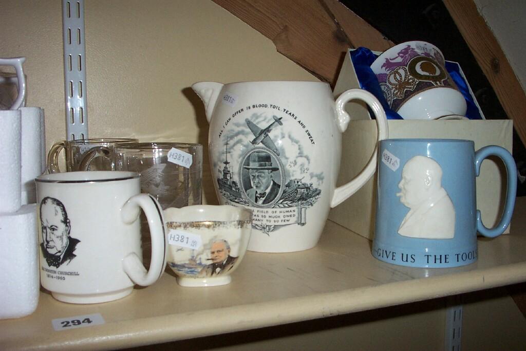 Appraisal: A Copeland Spode jug with printed portrait of Sir Winston